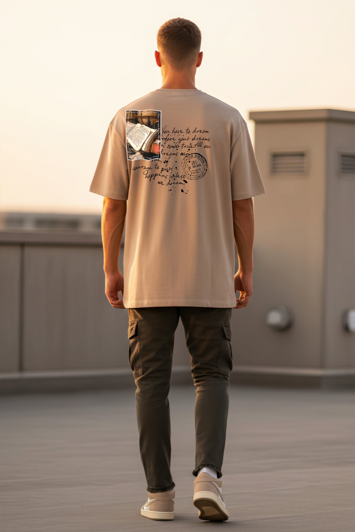 Organic Cotton Tshirt For Men |TOS-BEIGE-143