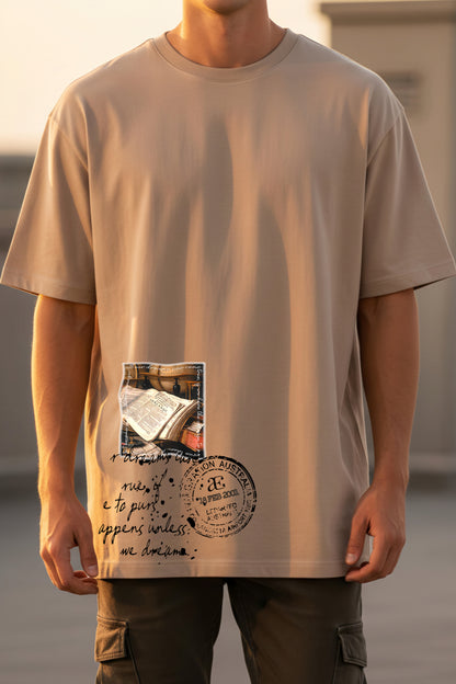 Organic Cotton Tshirt For Men |TOS-BEIGE-143