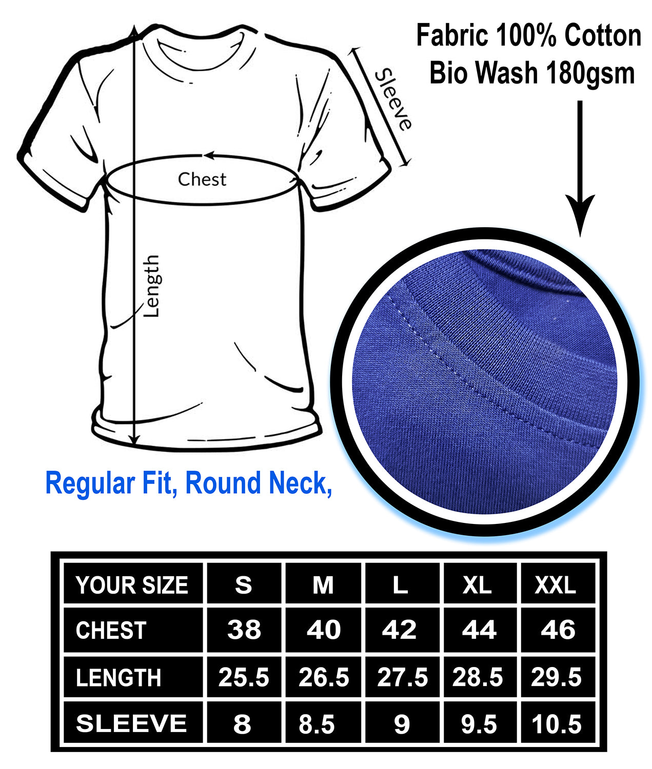 Men’s Organic Cotton ROYAL BLUE T-Shirt |TRN-ROYAL BLUE -112