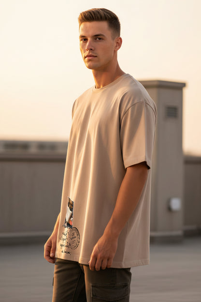 Organic Cotton Tshirt For Men |TOS-BEIGE-143