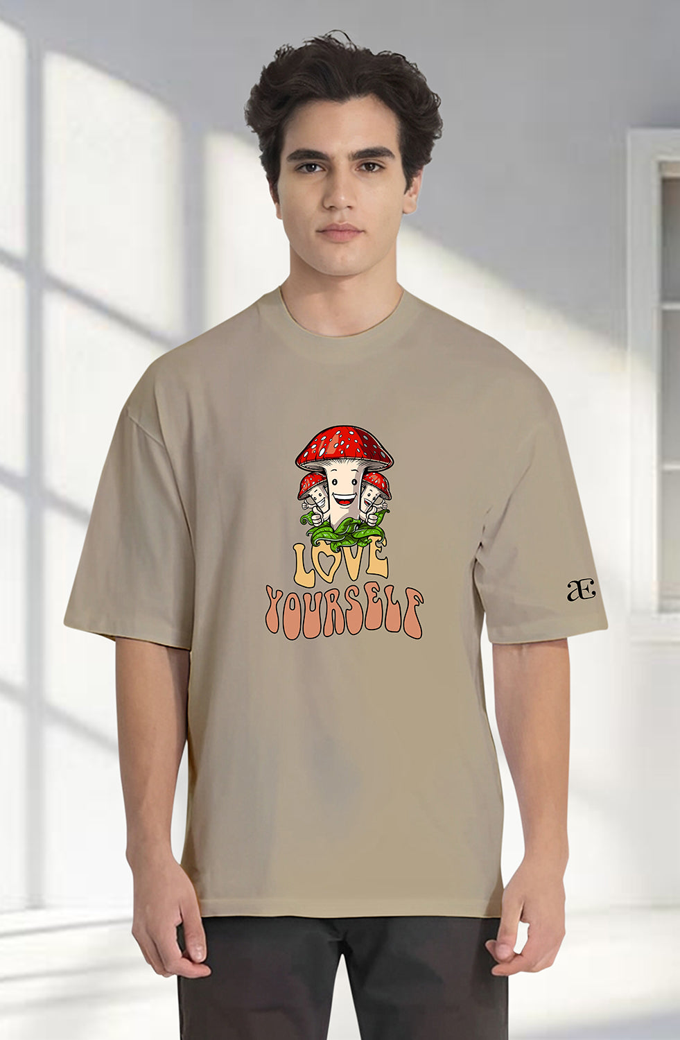 Organic Cotton Tshirt For Men |TOS-BEIGE-046