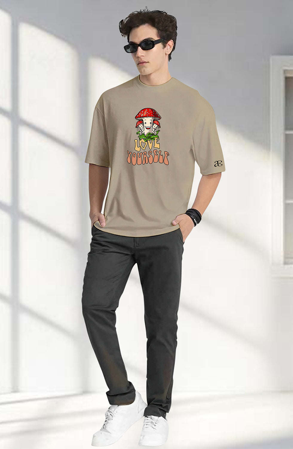 Organic Cotton Tshirt For Men |TOS-BEIGE-046