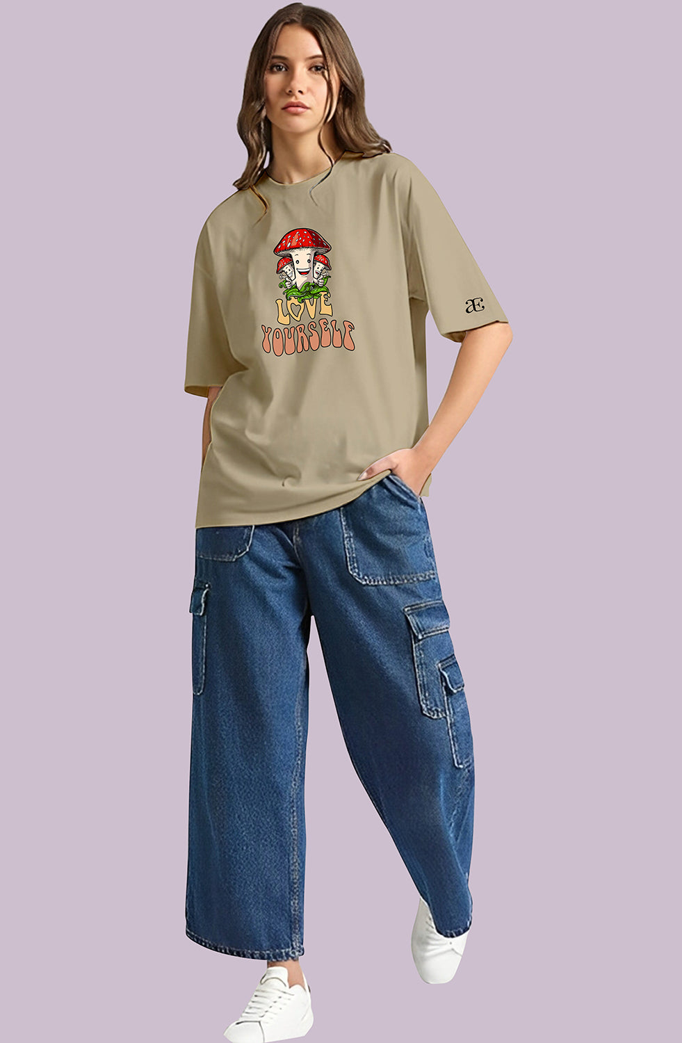 Organic Cotton Tshirt For Women |TOS-BEIGE-046