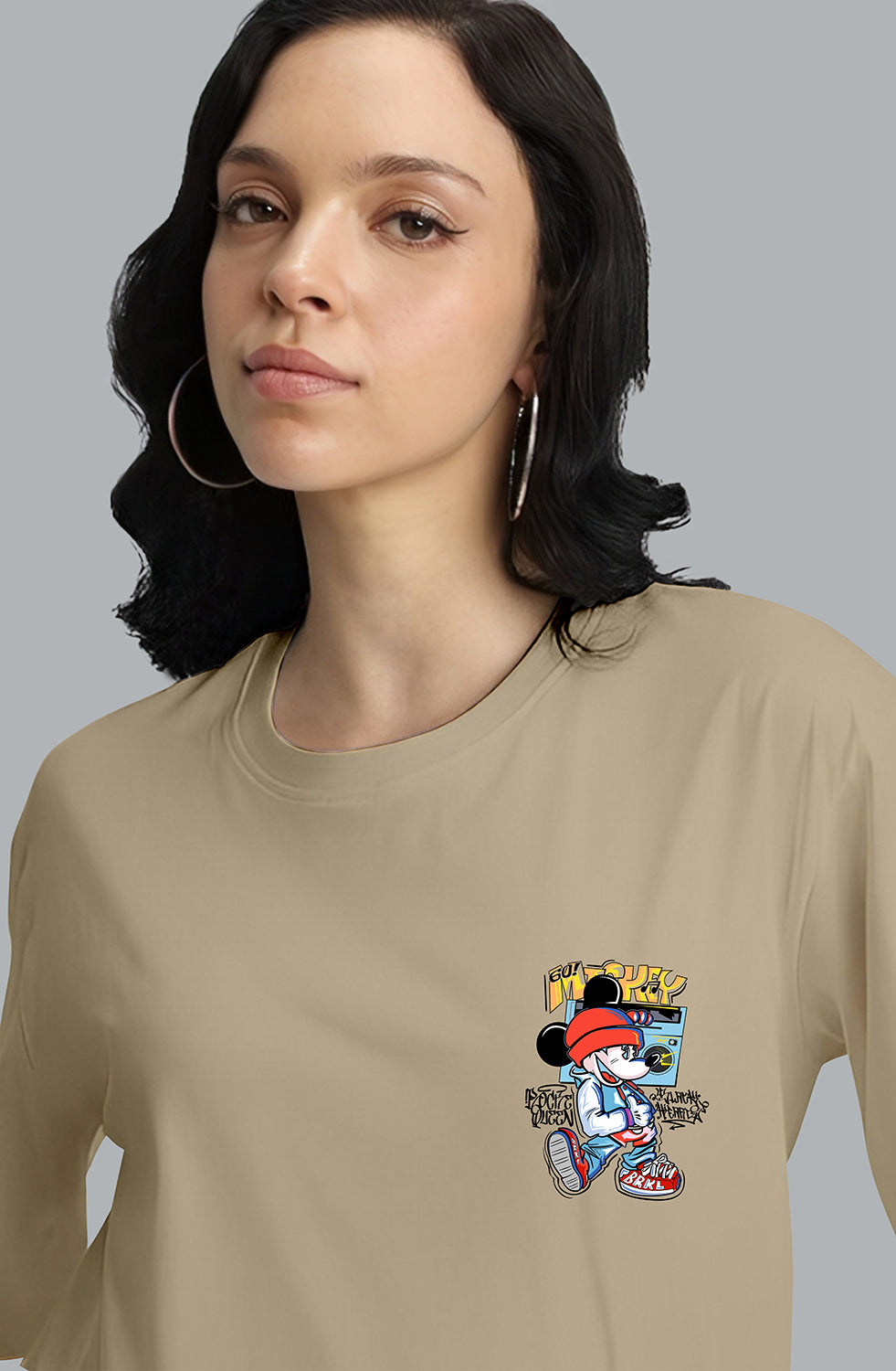 Organic Cotton Tshirt For Women |TOS-BEIGE-051