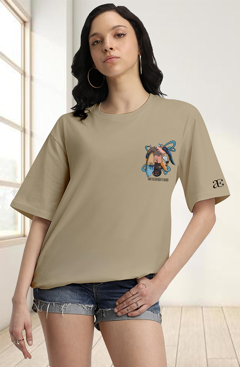 Organic Cotton Tshirt For Women |TOS-BEIGE-075