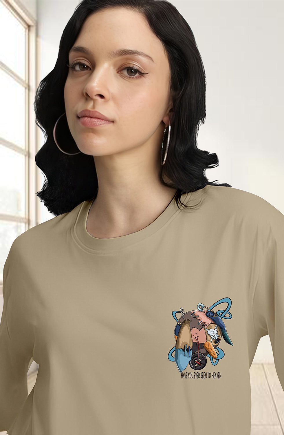 Organic Cotton Tshirt For Women |TOS-BEIGE-075