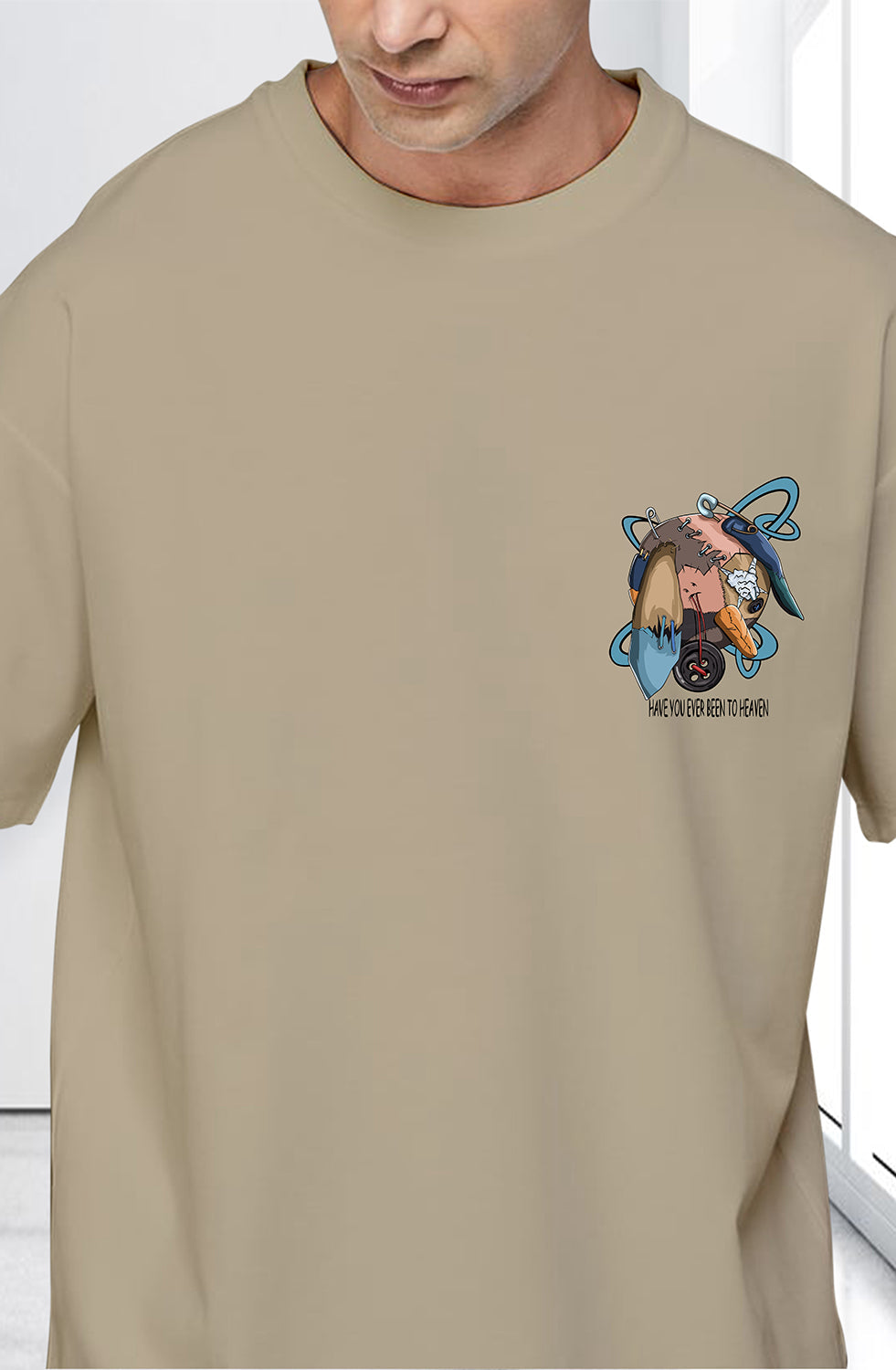 Organic Cotton Tshirt For Men |TOS-BEIGE-075