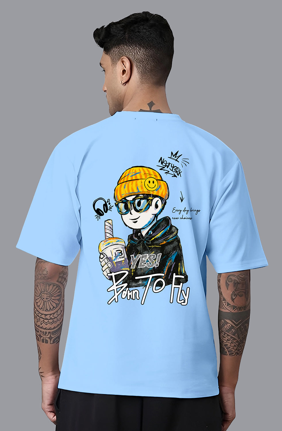 Organic Cotton Tshirt For Men |TOS-SKY BLUE-149