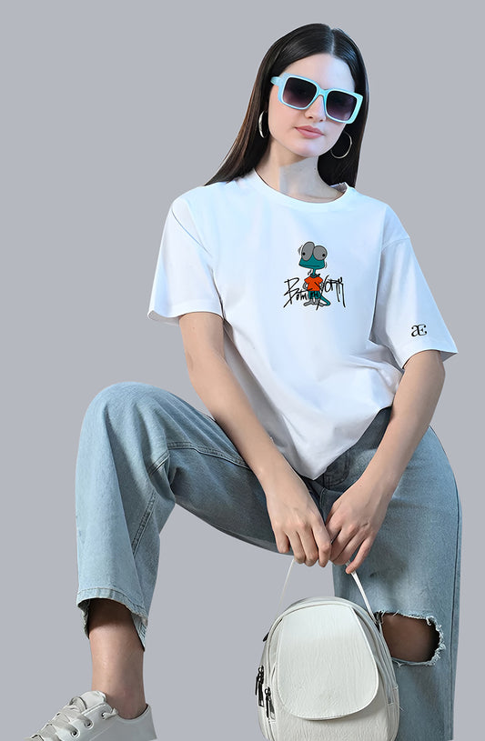Organic Cotton Tshirt For Women |TOS-WHITE-043