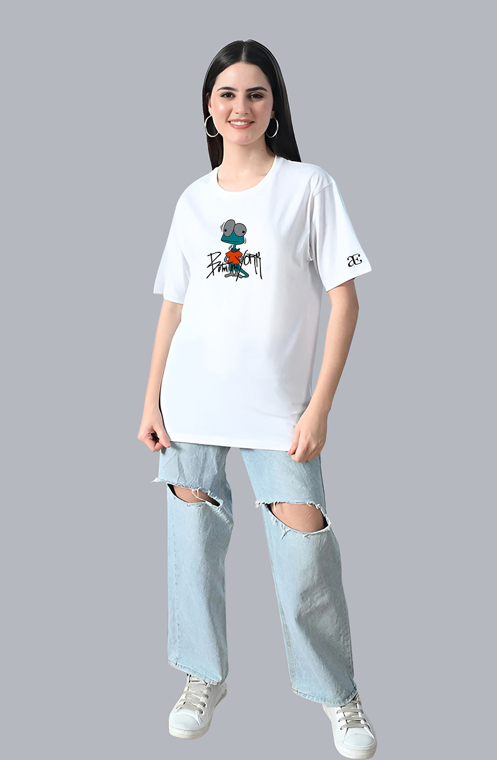 Organic Cotton Tshirt For Women |TOS-WHITE-043
