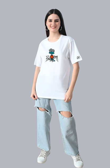 Organic Cotton Tshirt For Women |TOS-WHITE-043