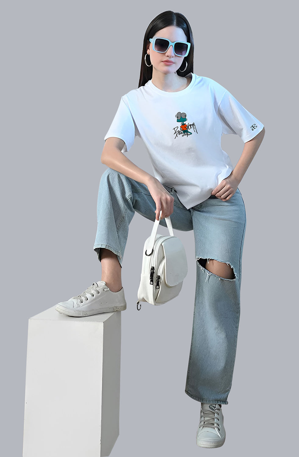 Organic Cotton Tshirt For Women |TOS-WHITE-043