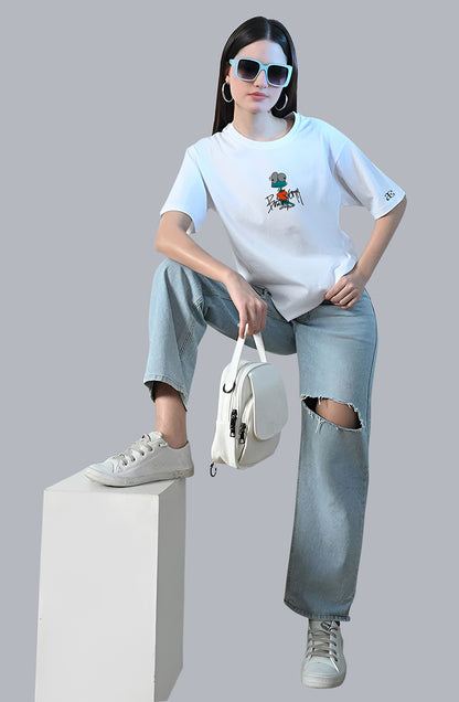 Organic Cotton Tshirt For Women |TOS-WHITE-043