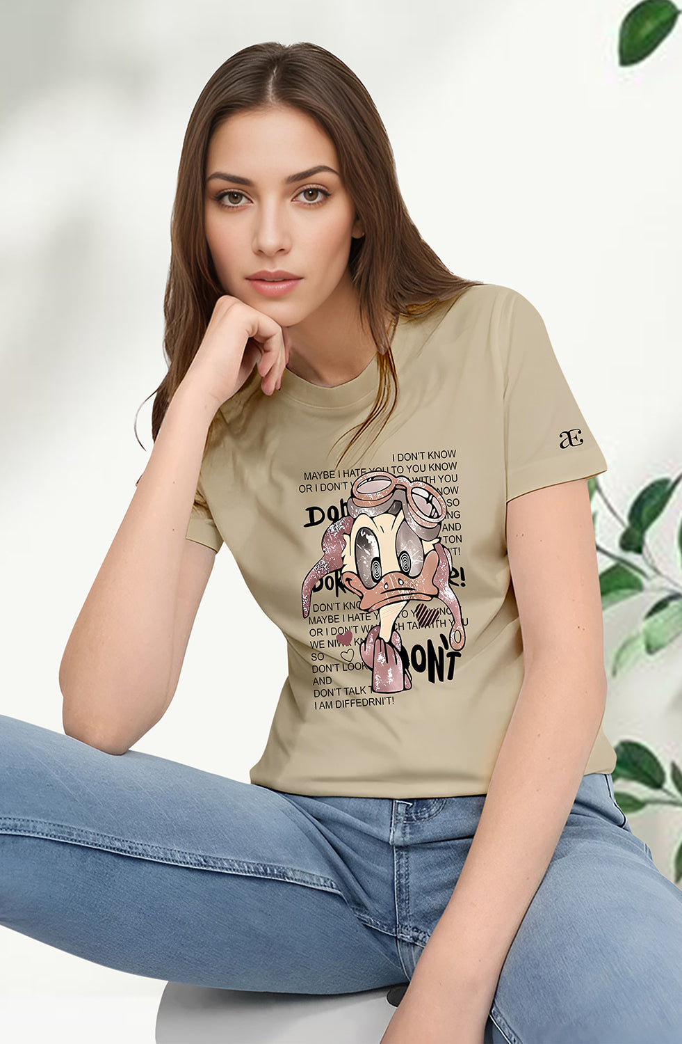 Women’s Organic Cotton Beige T-Shirt |TRN-BEIGE-101