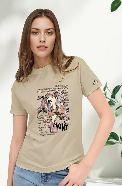 Women’s Organic Cotton Beige T-Shirt |TRN-BEIGE-101