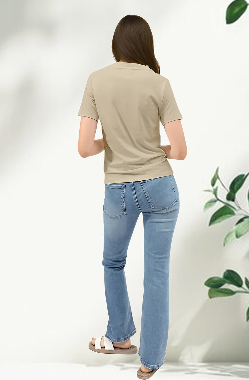 Women’s Organic Cotton Beige T-Shirt |TRN-BEIGE-101