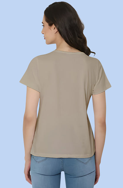 Women’s Organic Cotton Beige T-Shirt |TRN-BEIGE-104