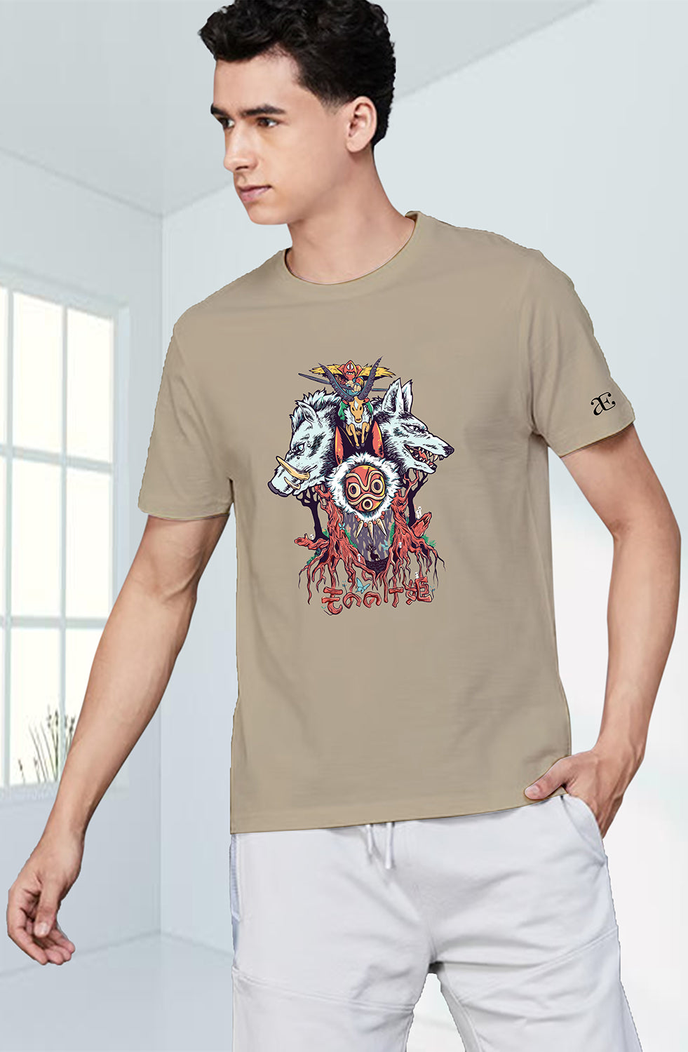 Men’s Organic Cotton Beige T-Shirt |TRN-BEIGE-107