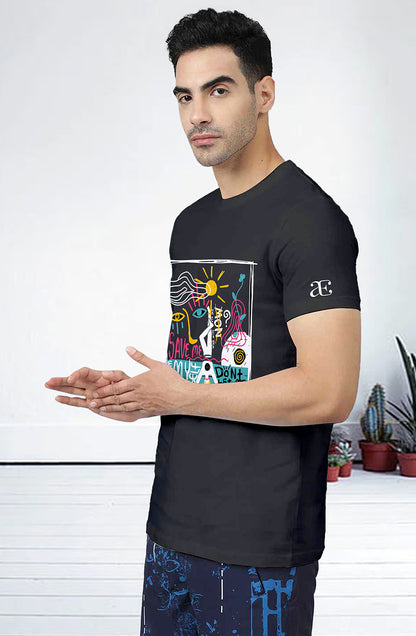 Men’s Organic Cotton Black T-Shirt |TRN-BLACK-108